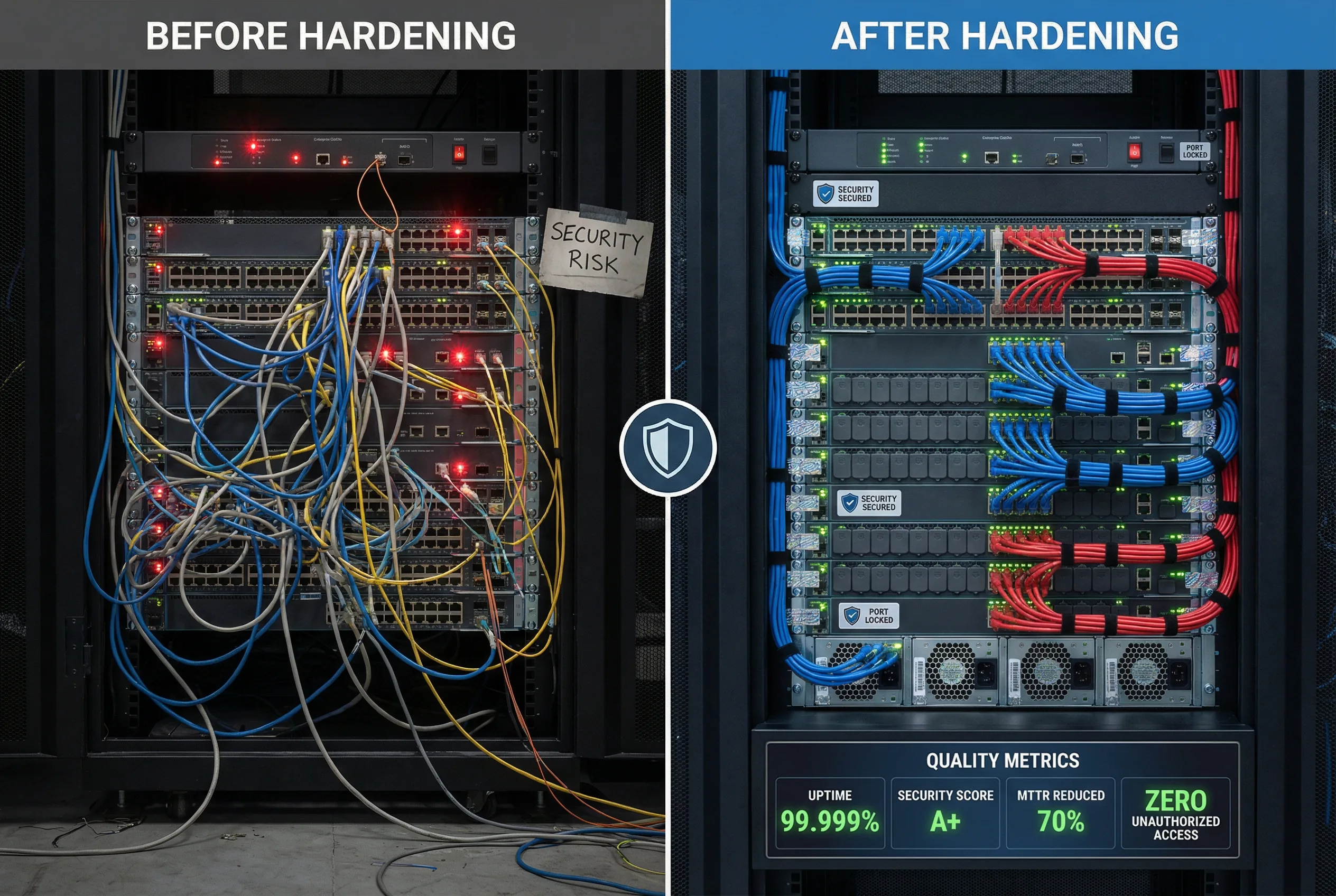 Quality Comparison: Before vs. After Core Switch Security Hardening