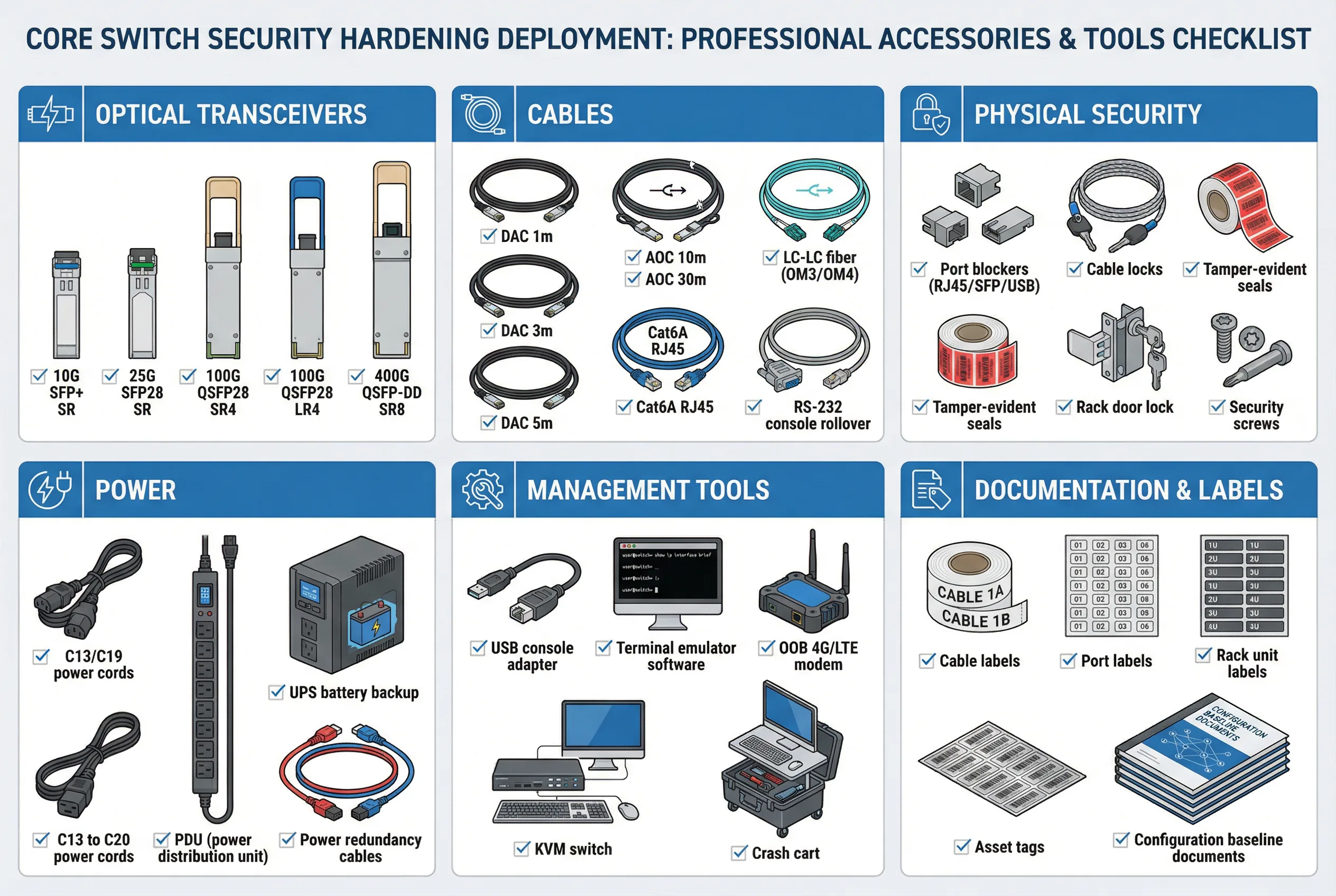 Core Switch Security Hardening Deployment — Professional Accessories and Tools Checklist